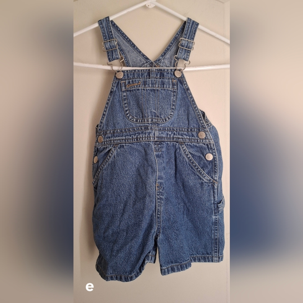 Faded Glory Toddler Vintage Y2k Authentic Blue Denim Overalls Short Sz 3t Casual